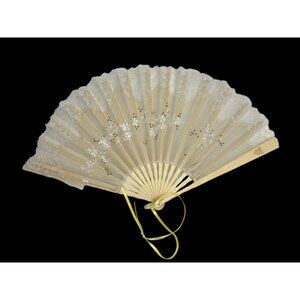 Vintage Lace Hand Fan With Floral Design